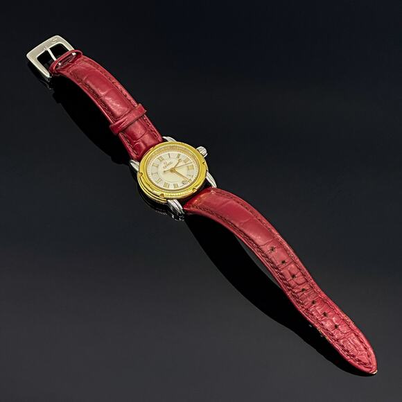 Gevril Red Leather Band 18k Stainless Steel Women’s Watch #1315 - Picture 7 of 12